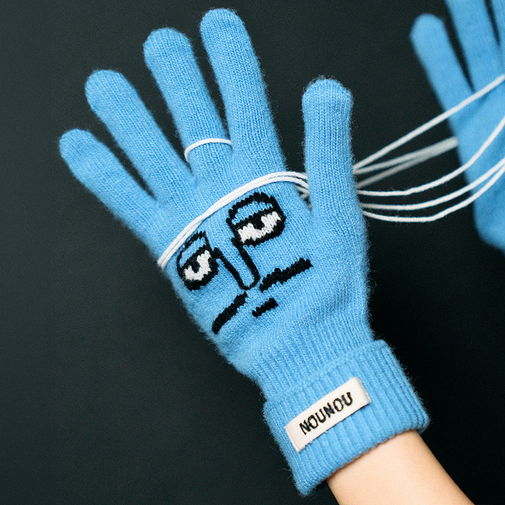 Knit Gloves Blue