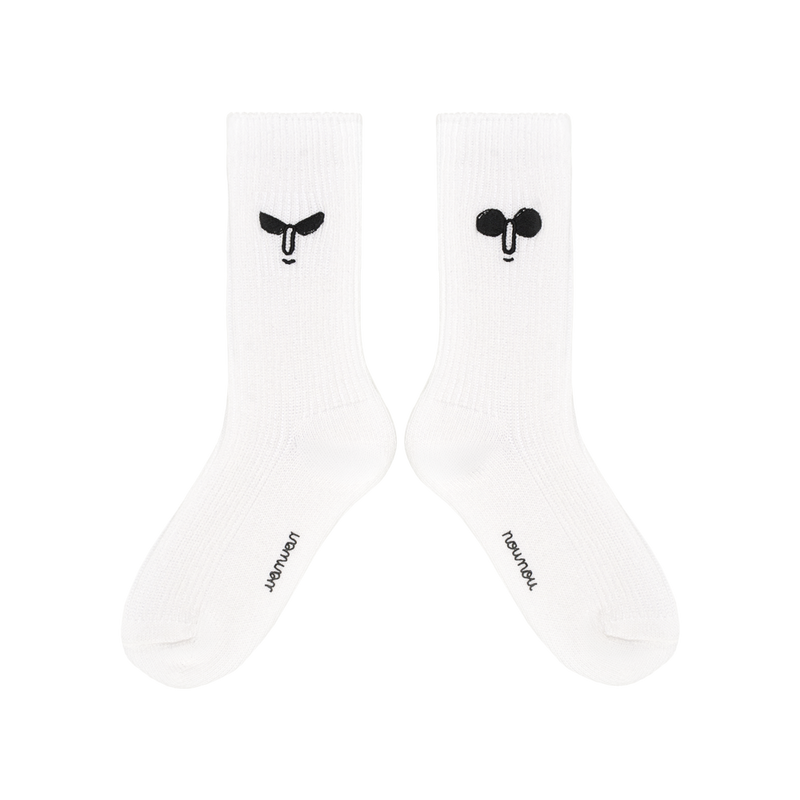 Face Crew Socks White