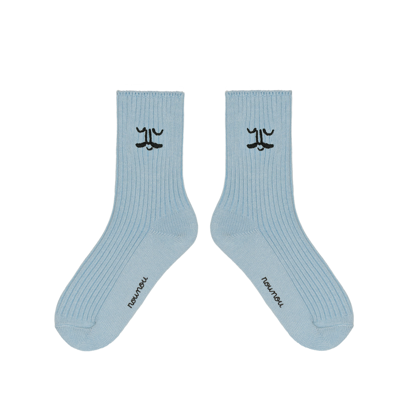 Face Quarter Socks Blue