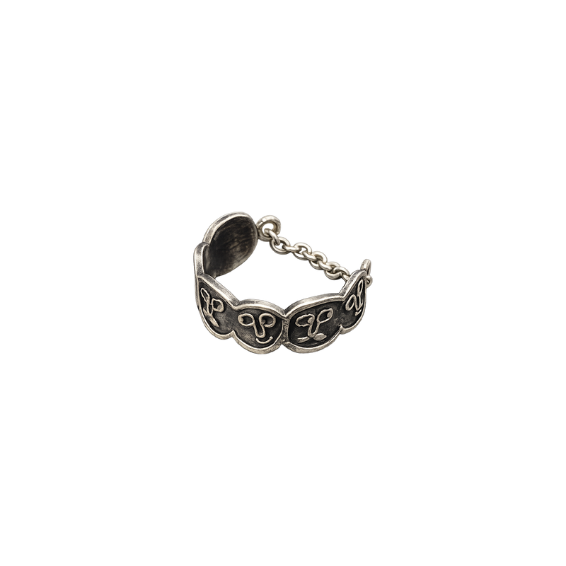 Face Chain Ring Silver